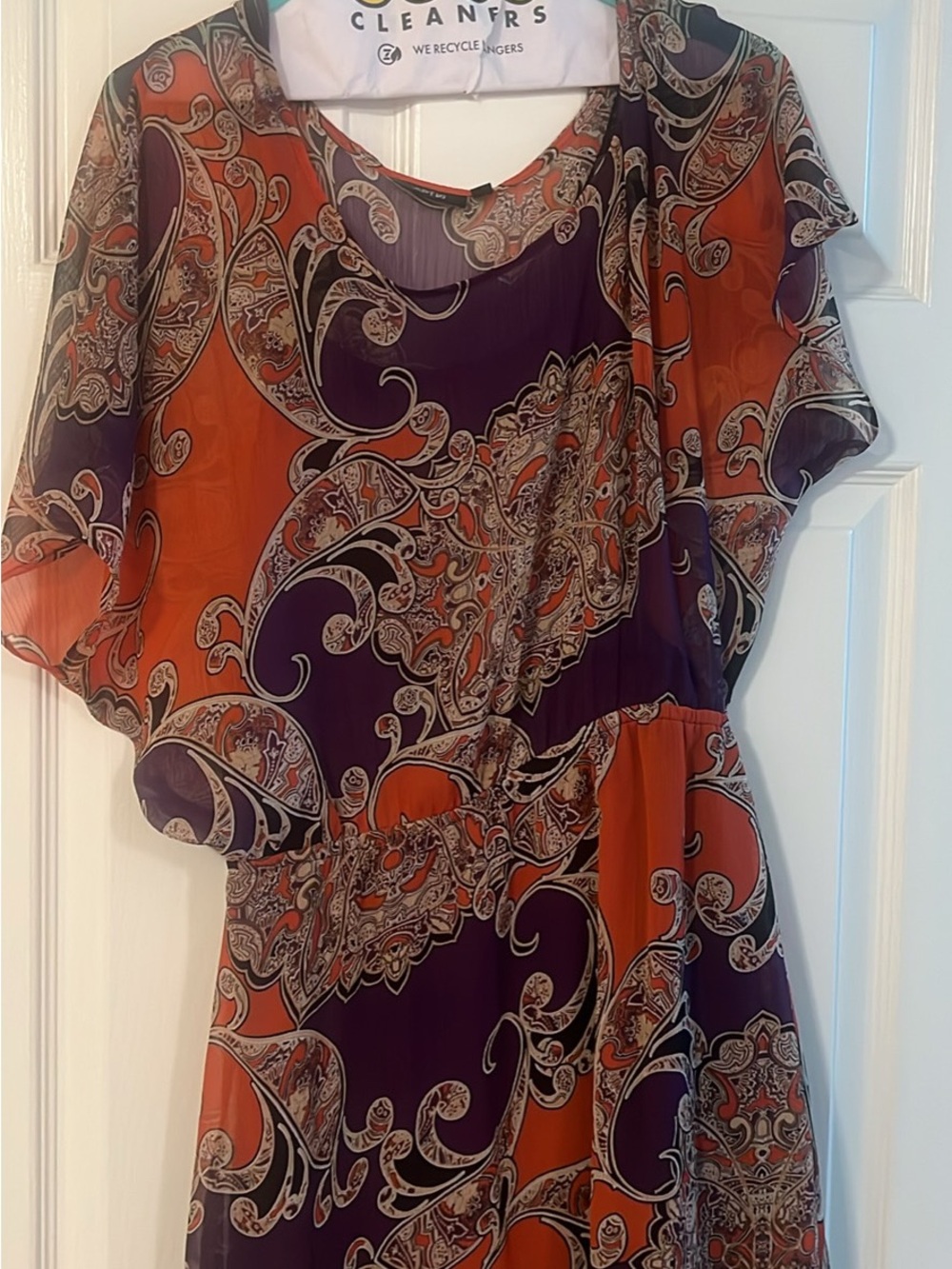Apt. 9 Orange and Purple Paisley Flutter-Sleeve Tunic